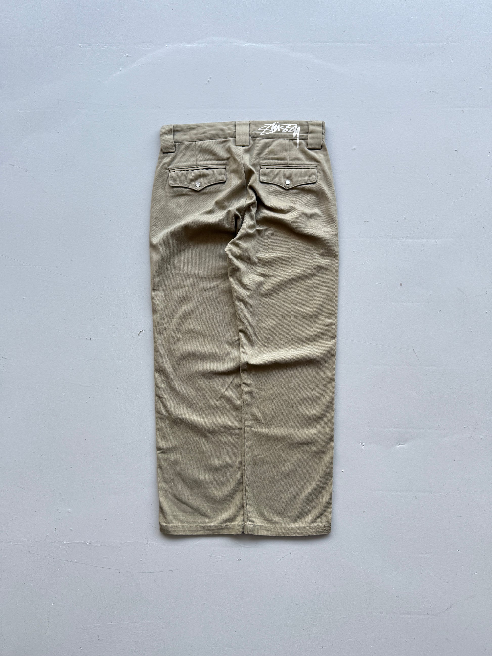 Beige Vintage Stussy Workgear Chino Trousers - 30" x 29"