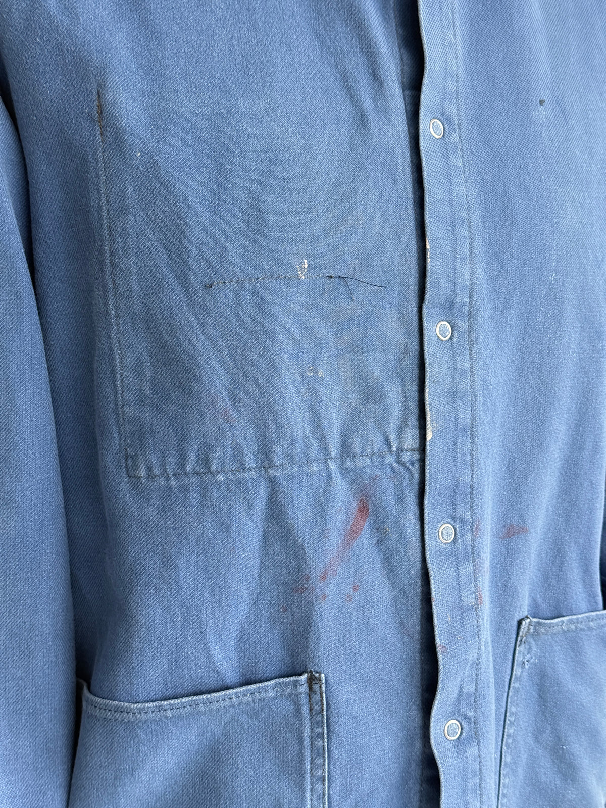 Thrashed Blue French 80's Vintage Workwear Chore Jacket CH444 - Small