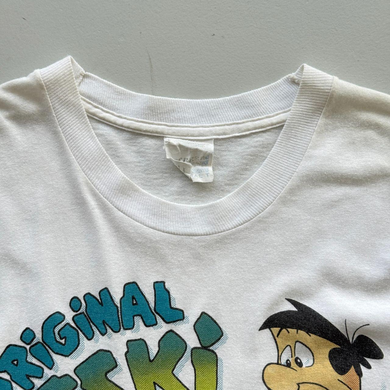 White Fred Flintstone 90s Vintage Jet Ski Graphic T-Shirt - Large