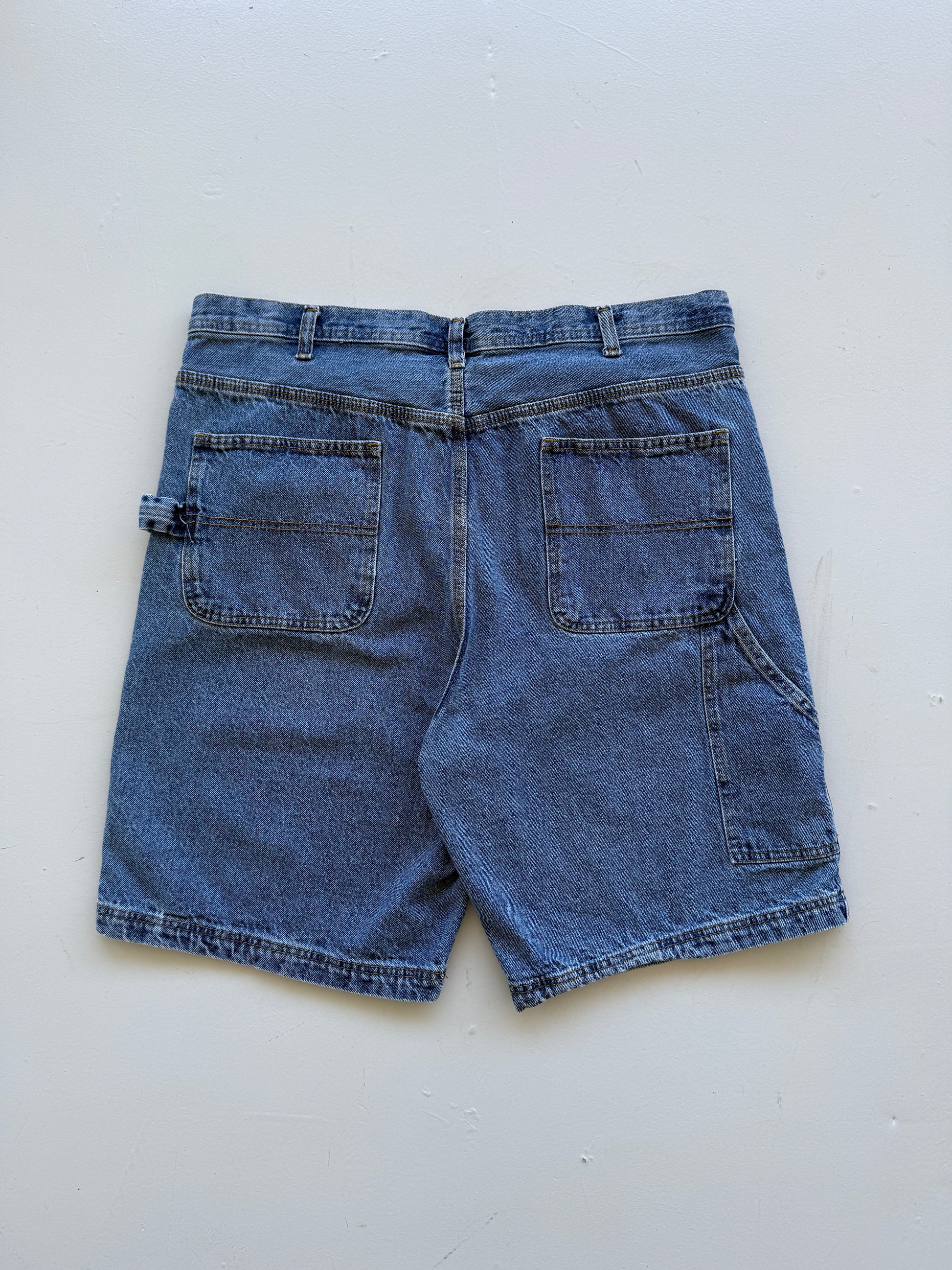 Blue 90's Vintage Baggy Carpenter Style Denim Shorts - W40 x L9