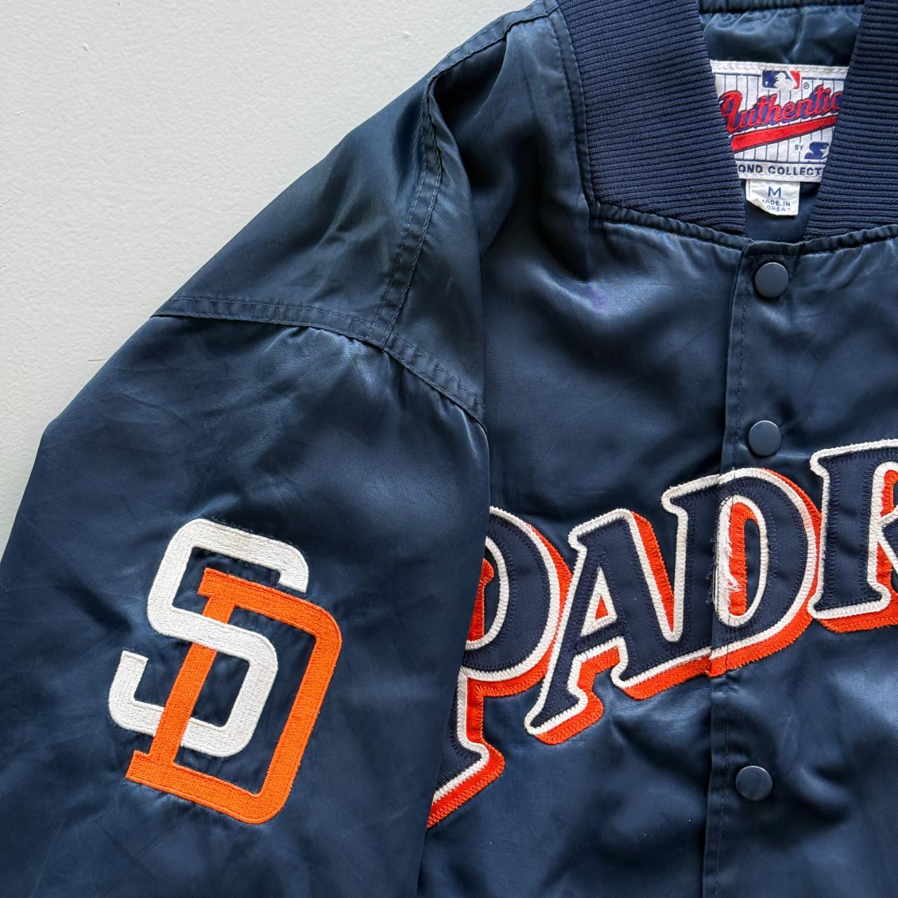 Navy 90s San Diego Padres Starter Diamond Collection Satin Dugout Varisty Jacket - Medium