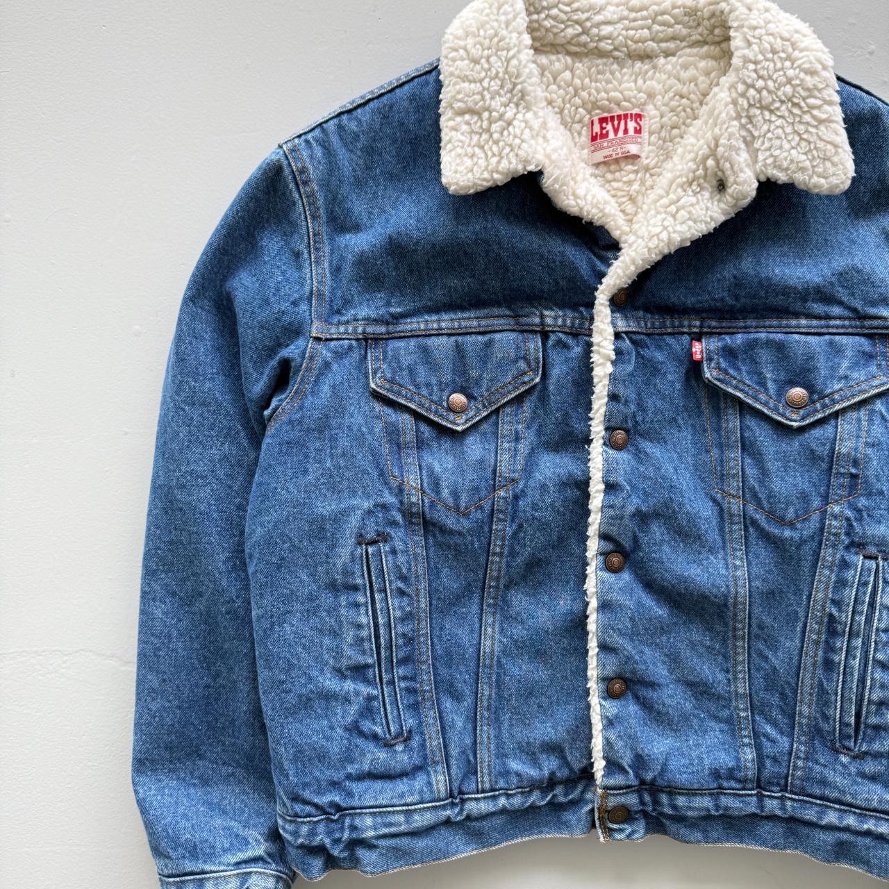 Vintage Levi's Denim Sherpa 80's Lined Jacket - Large