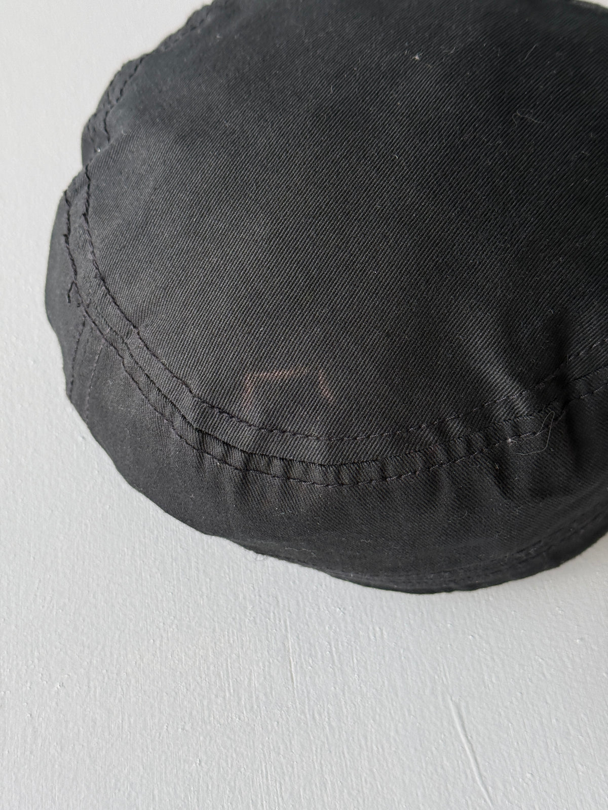 Black Studded Crucifix Y2K Cadet Cap Military Style 00's Grunge Aesthetic