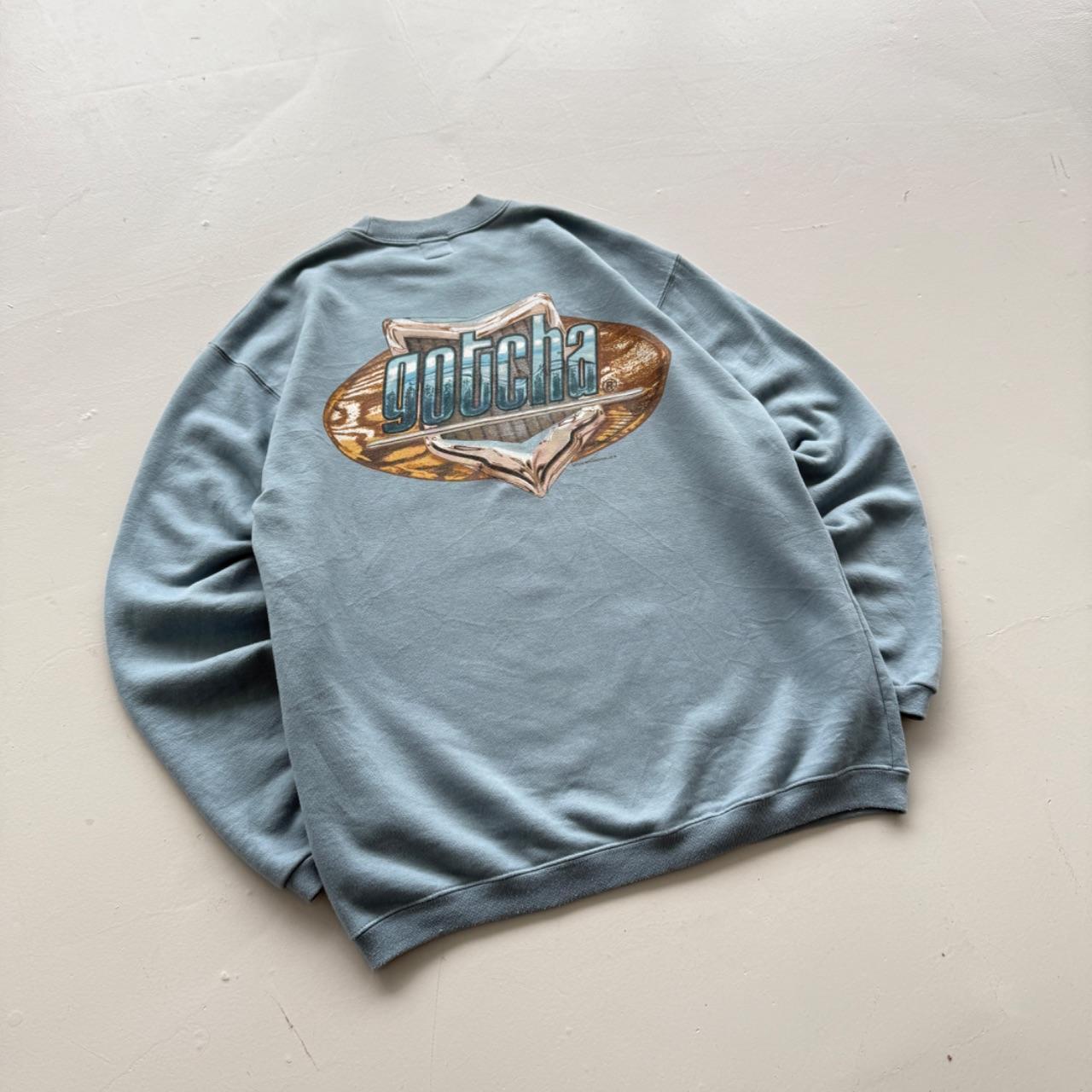 Light Blue Gotcha 90’s Vintage Surf Graphic Sweatshirt - Large