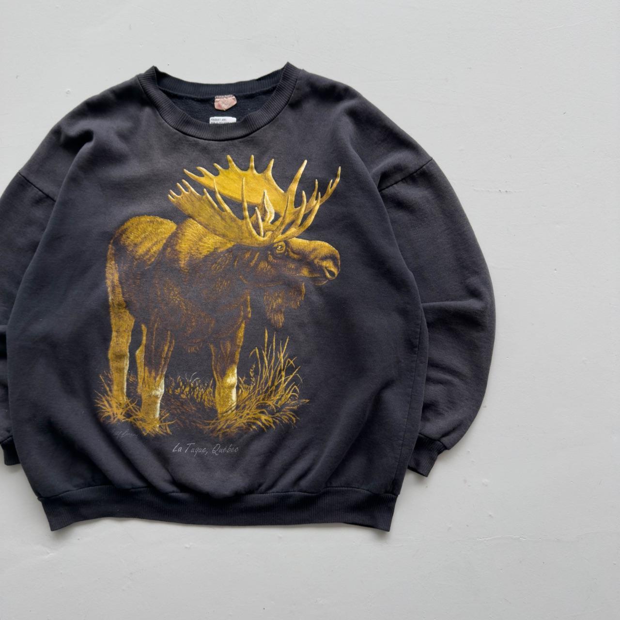 Faded Black Moose 90s Vintage Graphic Sweatshirt - XXL