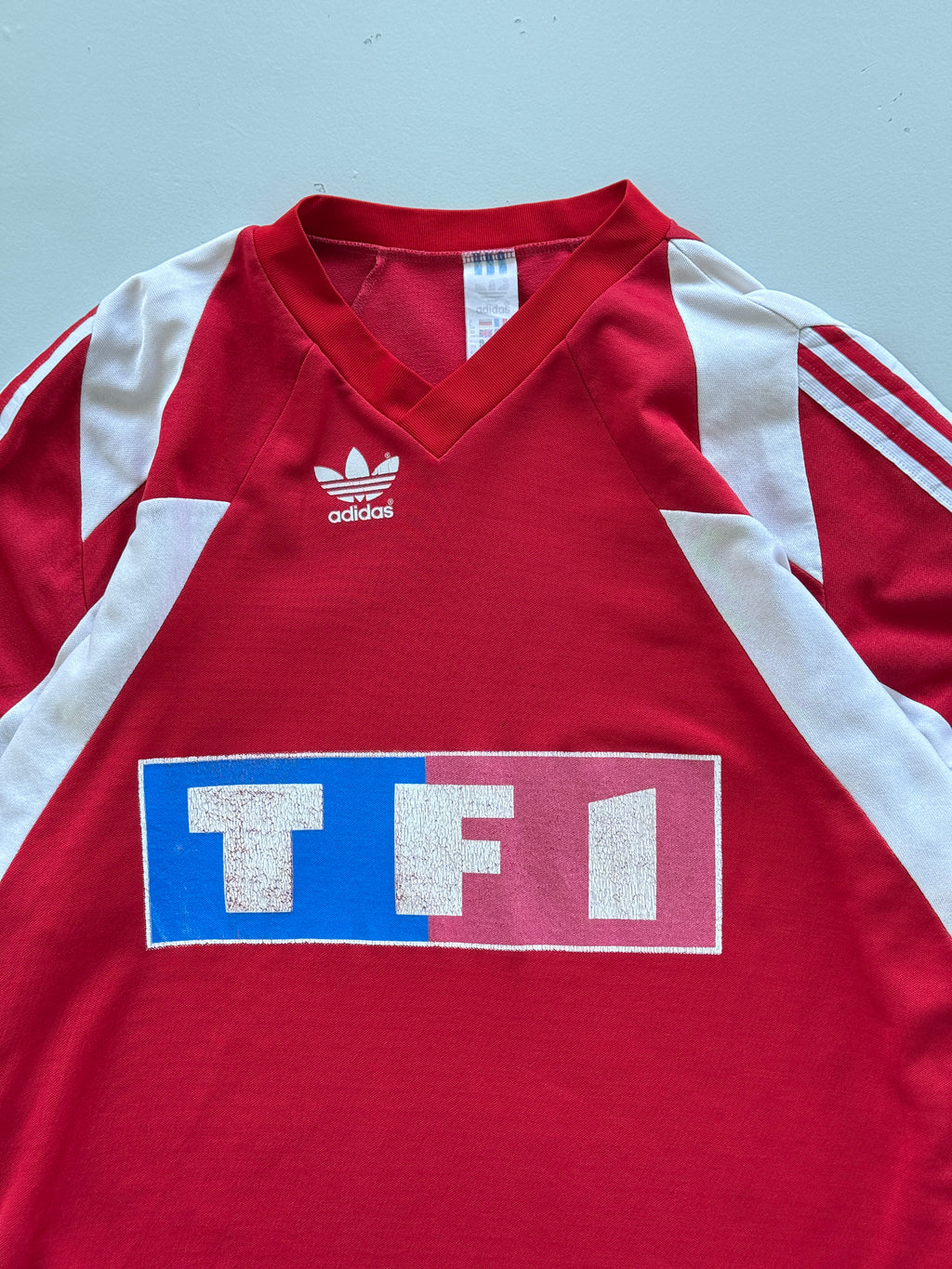 Red Adidas 1990s Coupe de France Football Shirt -  Large
