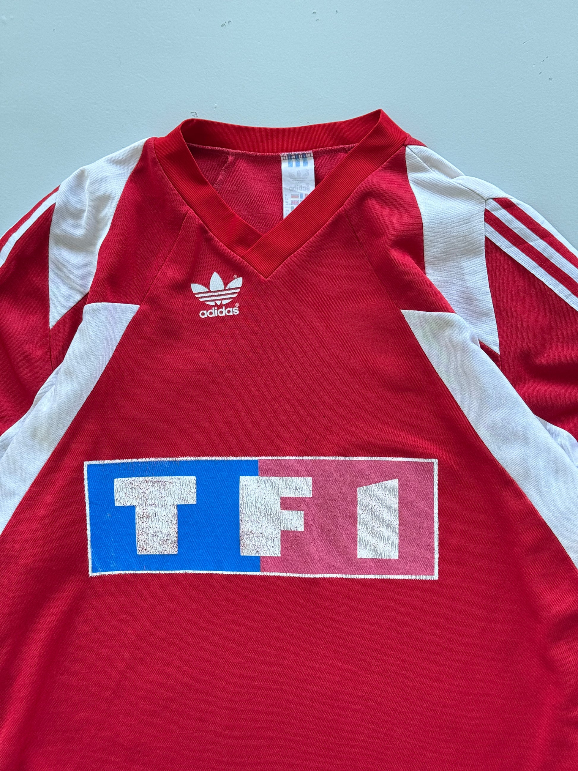 Red Adidas 1990s Coupe de France Football Shirt -  Large