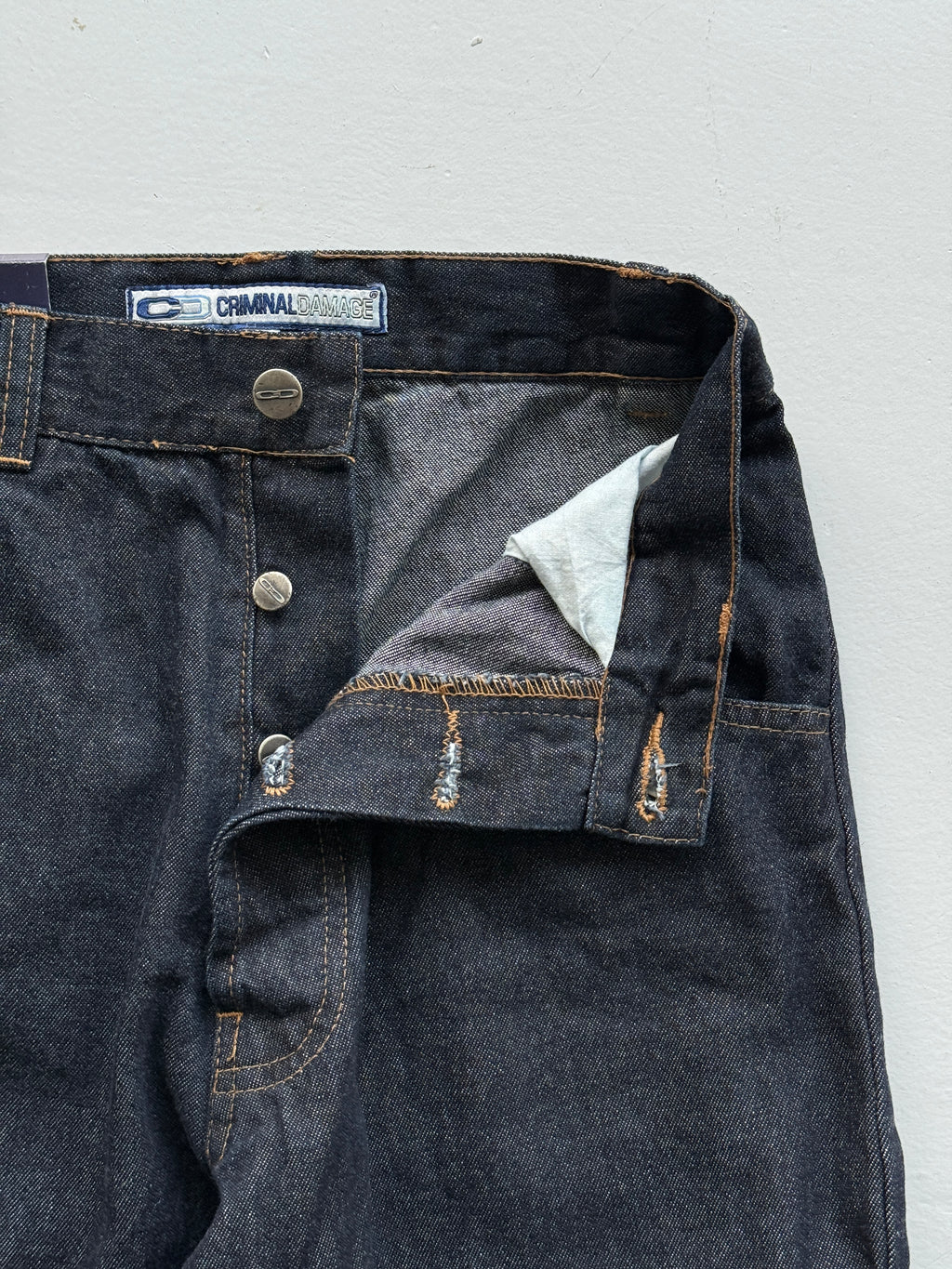 Navy Criminal Damage Y2K Vintage Wide Leg Baggy Jeans - W26 x L31