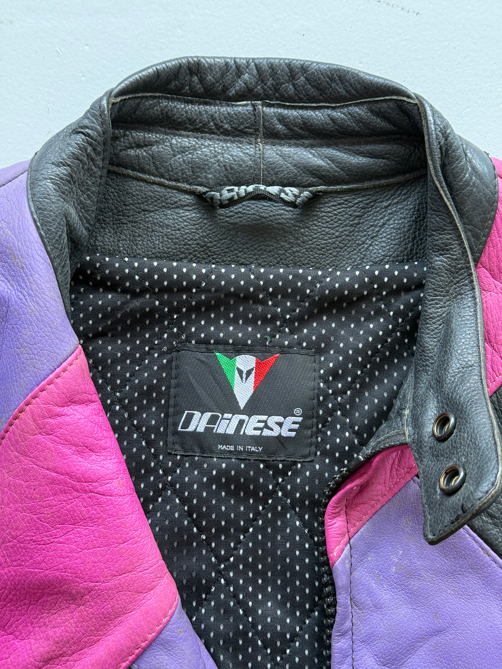 Dainese Black Leather Vintage 90's Biker Jacket - Small