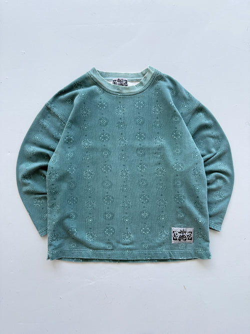 Dina Green Software Vintage Patterned  Surfwear 90's Sweatshirt - Large