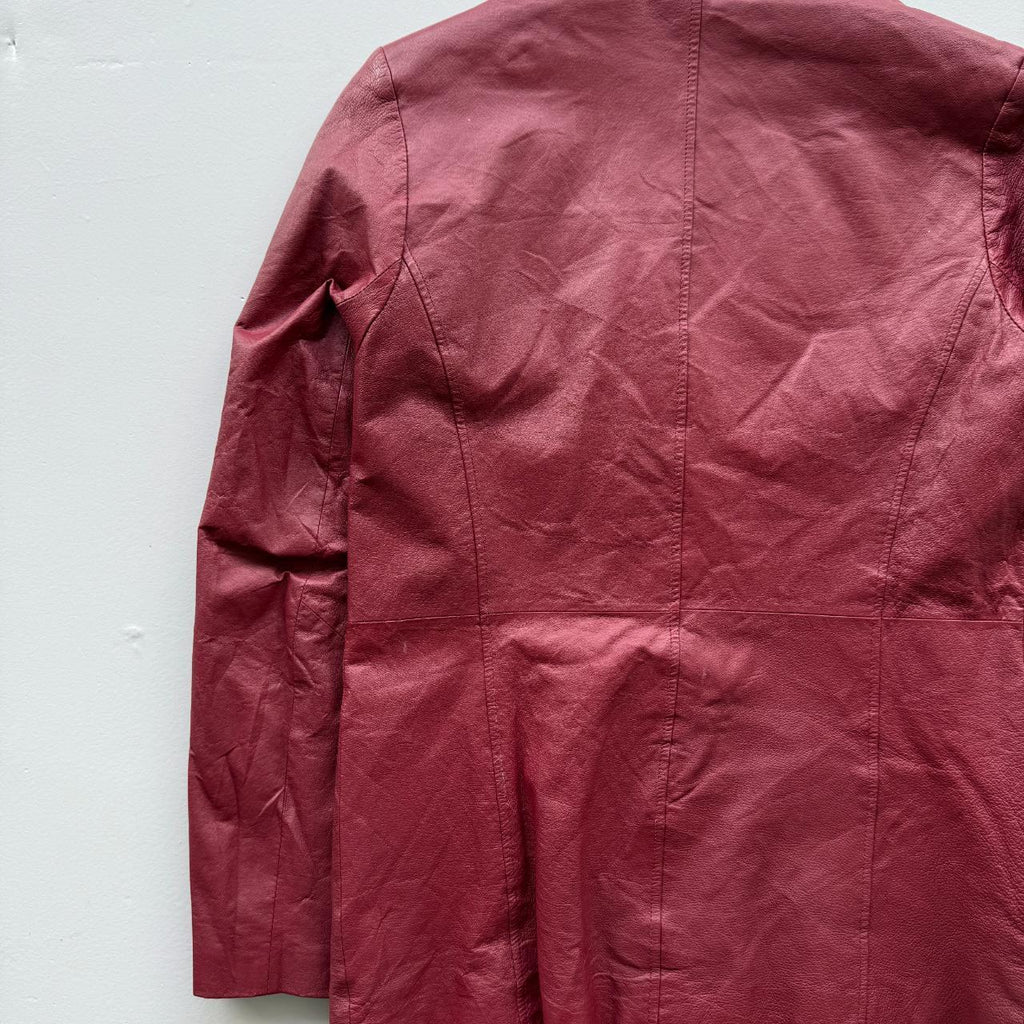 Burgundy Leather Blazer Vintage Y2K 00s Jacket - Womens Size 8