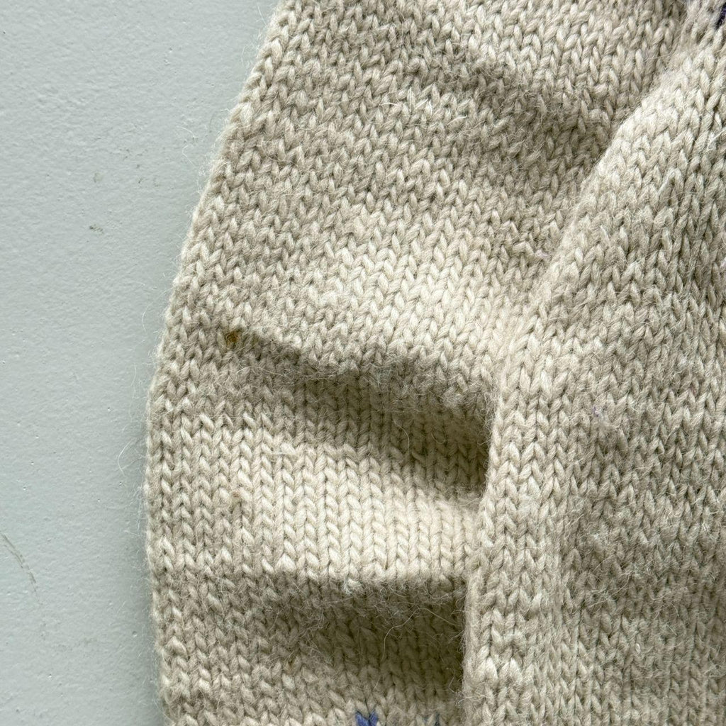 Cream Purple 80’s Vintage Geometric Knit Jumper - Large
