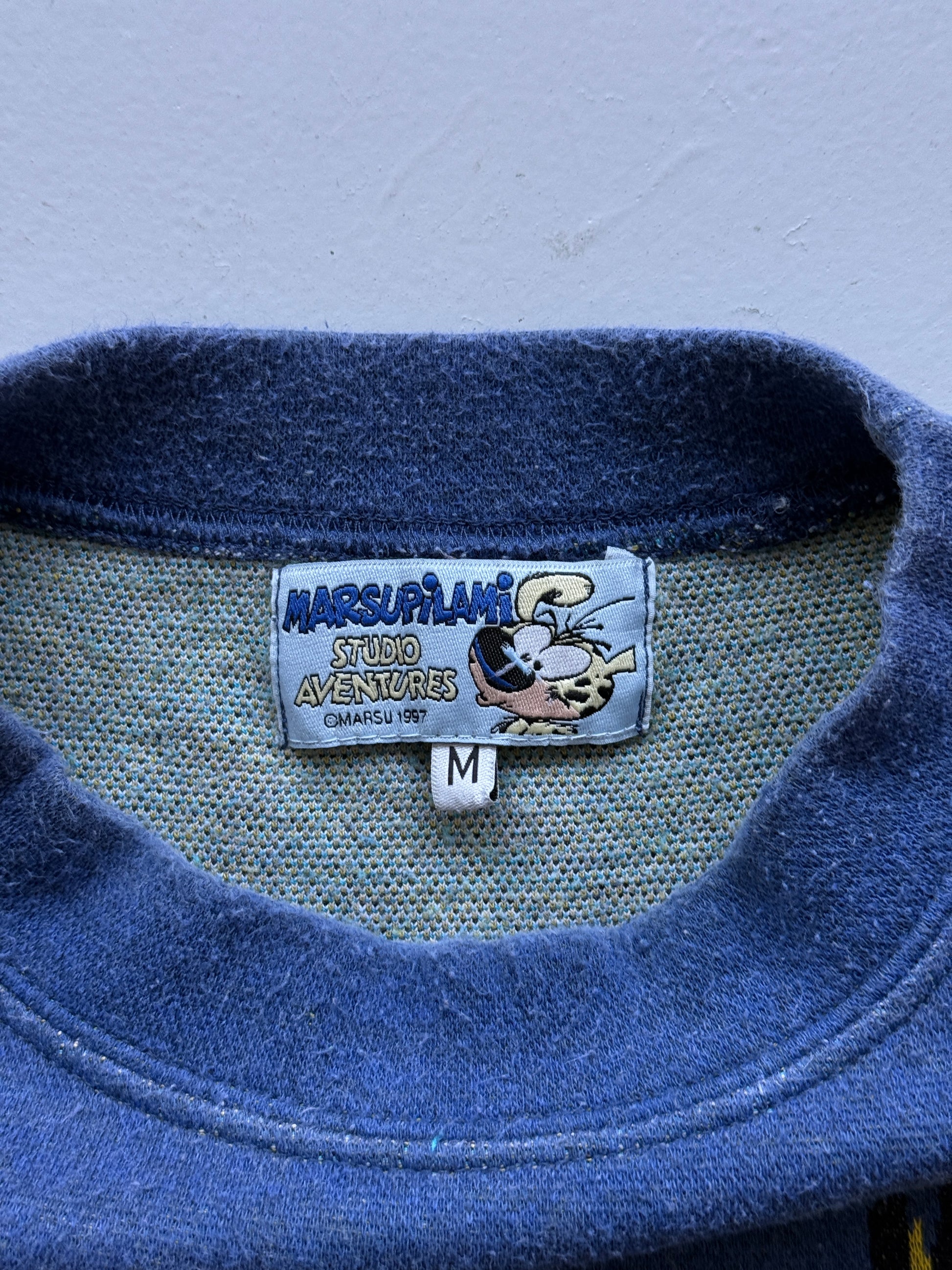 Blue Marsupilami 90's Vintage French Cartoon Knit Graphic Sweatshirt - Large