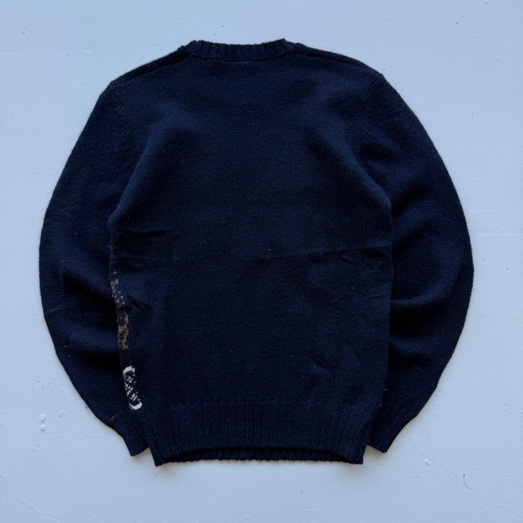 Navy Blue Brooks Brothers Woollen 90's Vintage Christmas Pattern Knit Jumper - Womens 10