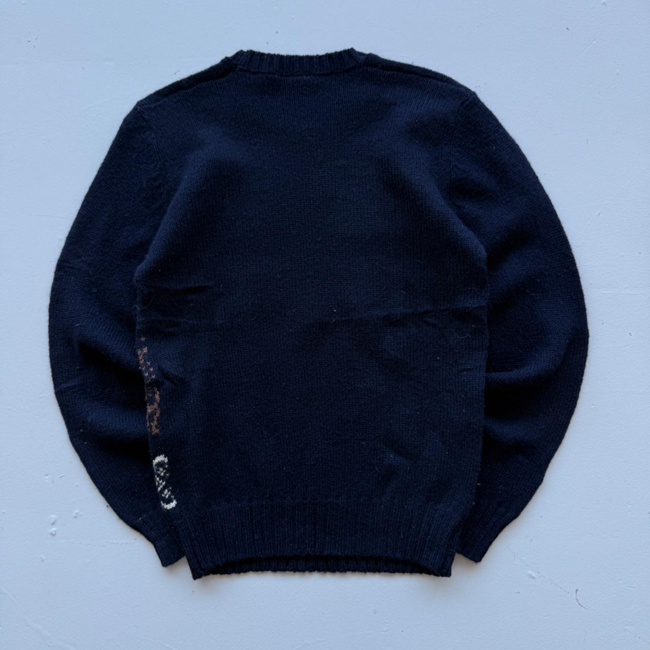 Navy Blue Brooks Brothers Woollen 90's Vintage Christmas Pattern Knit Jumper - Womens 10