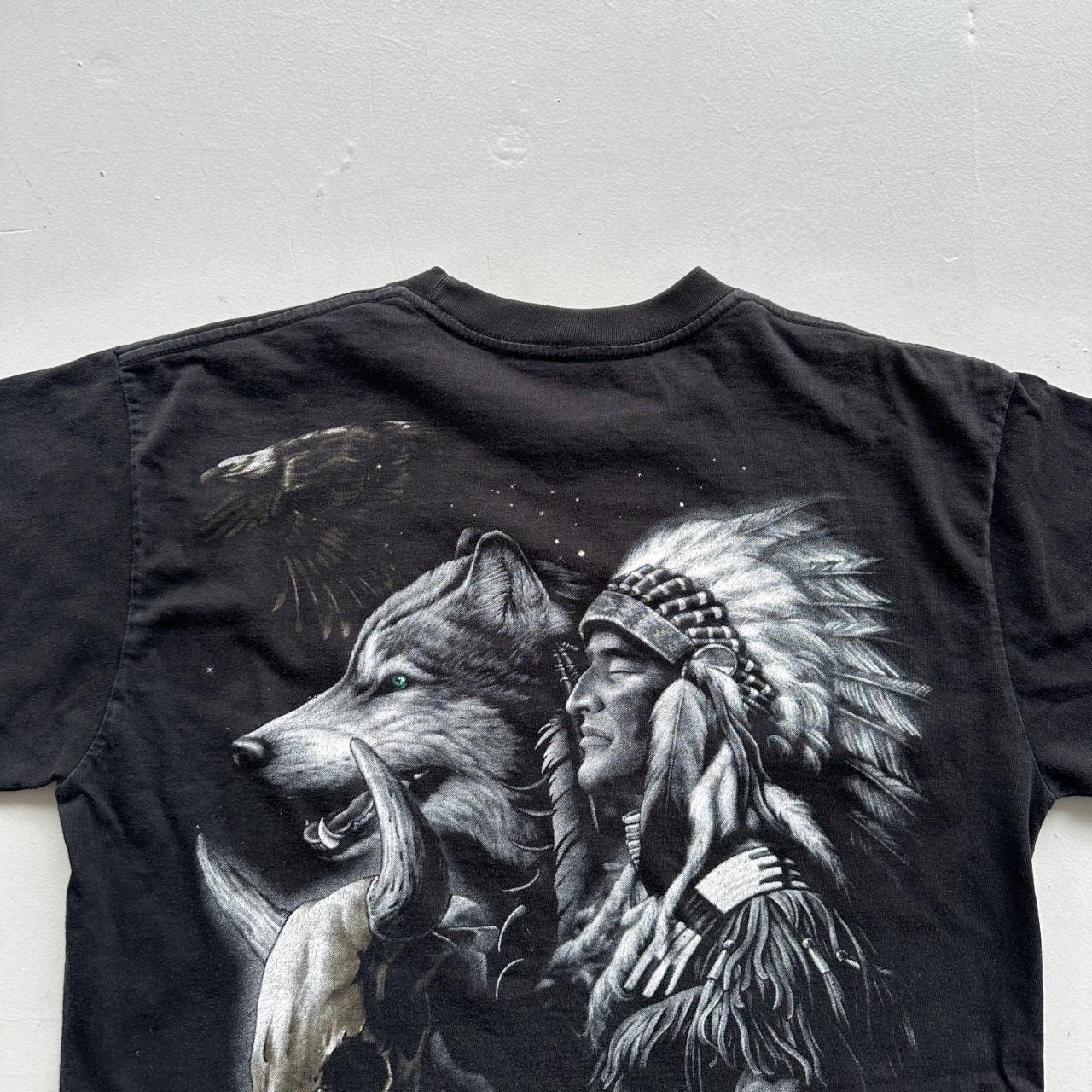 Black Native American / Wolfskin 90s Vintage T-shirt - Large