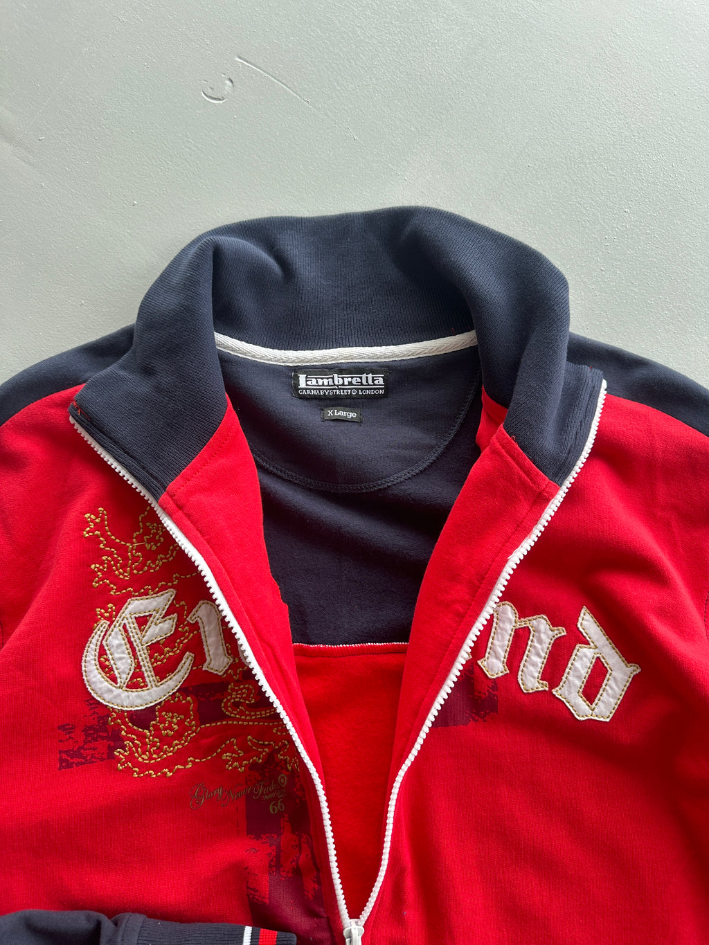 Lambretta England Three Lions Y2K Vintage Zip Sweatshirt - XL