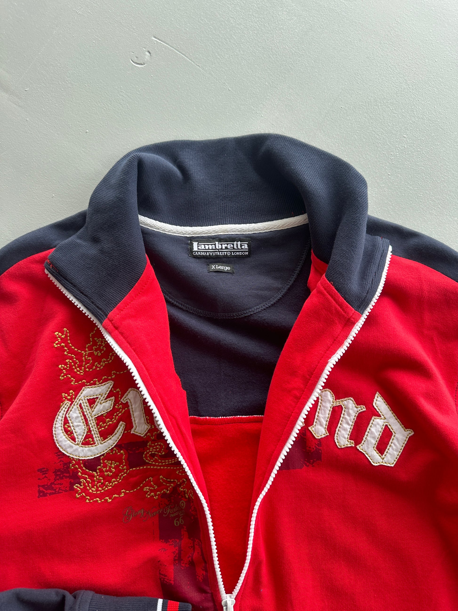 Lambretta England Three Lions Y2K Vintage Zip Sweatshirt - XL