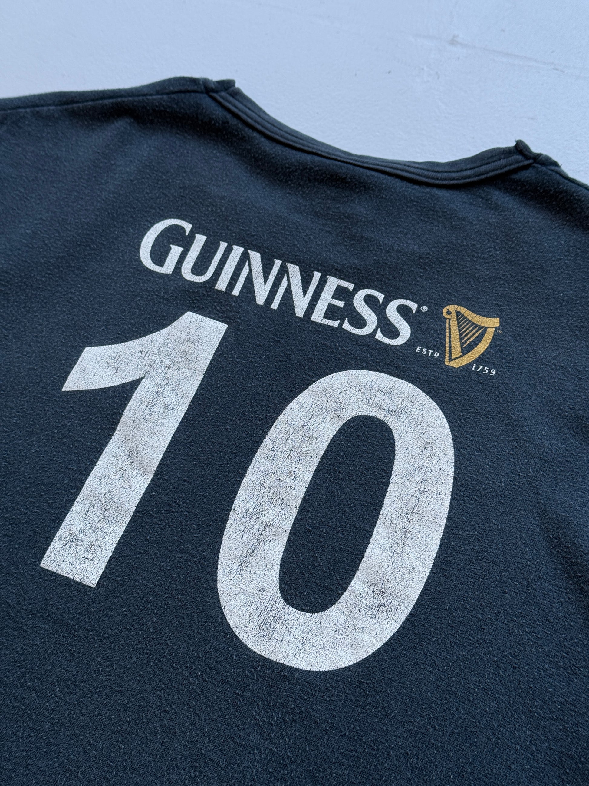 Faded Black Guinness 00's Vintage St Patricks Day Graphic T-Shirt- XL