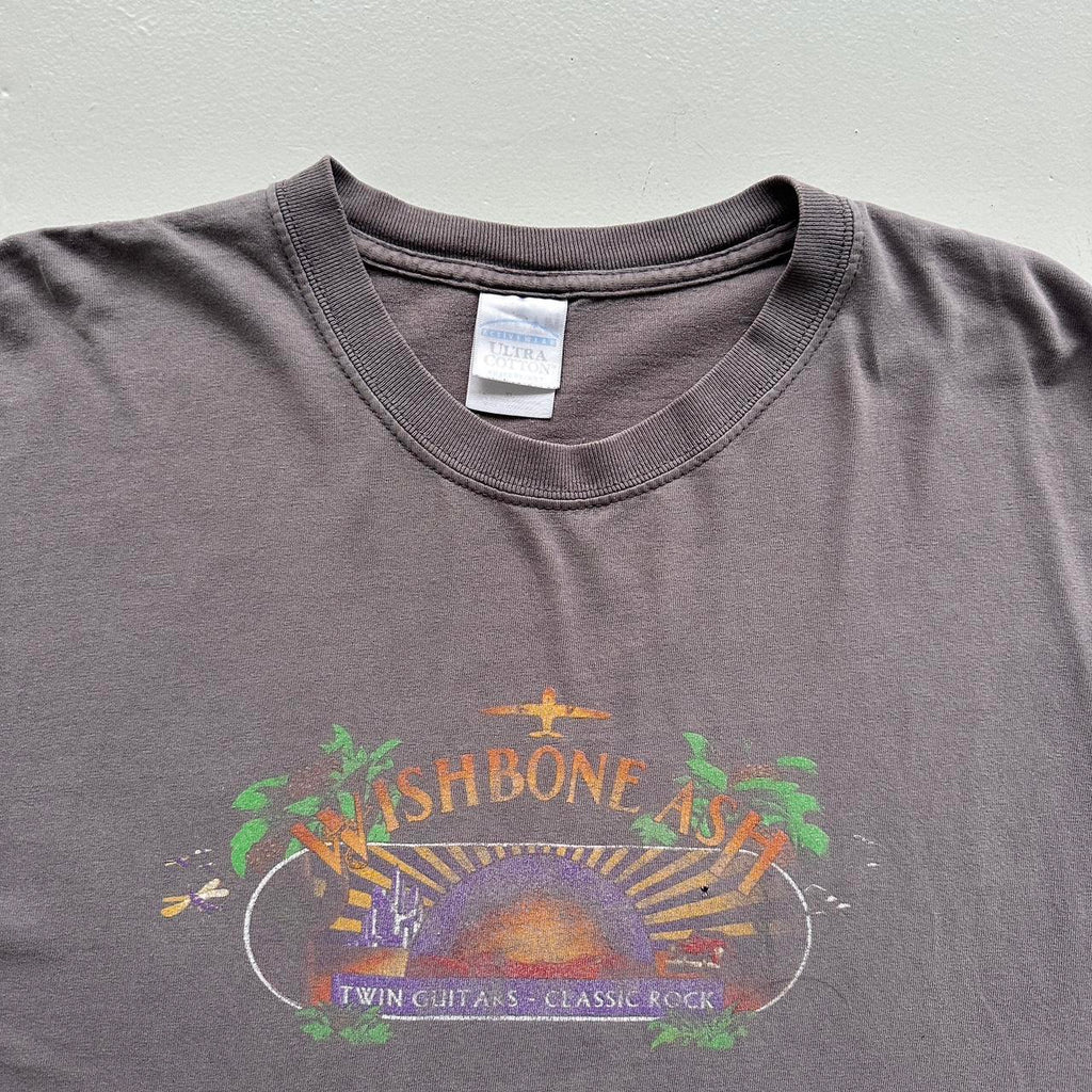 Faded Grey Wishbone Ash Vintage Graphic Band Tshirt - XL