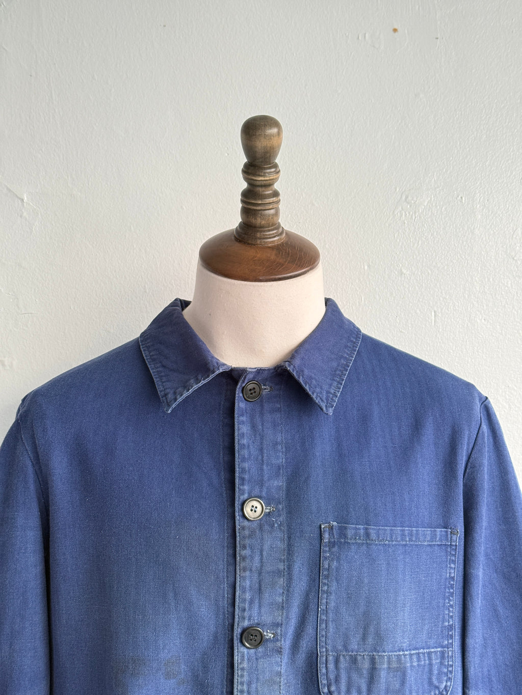 Blue French Vintage 1970's Workwear Chore Jacket CH545 - Small