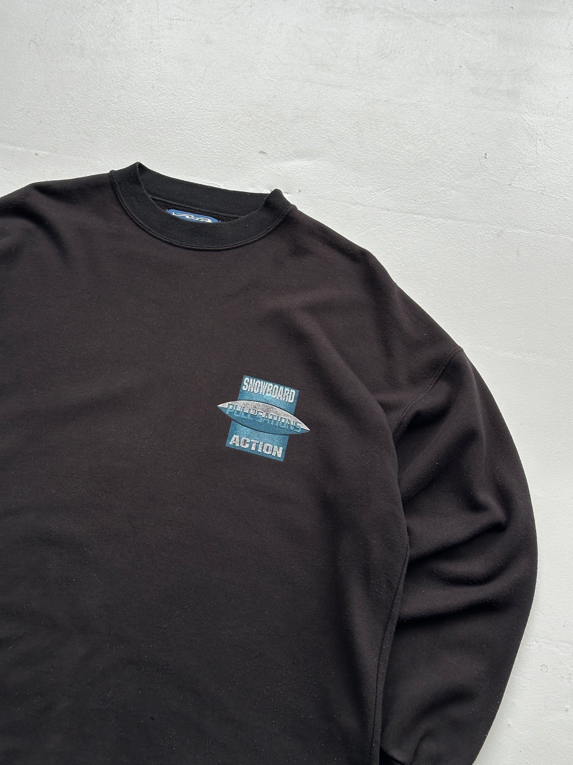 Black Snowboarding 90's Vintage Graphic Sweatshirt Jumper - Large