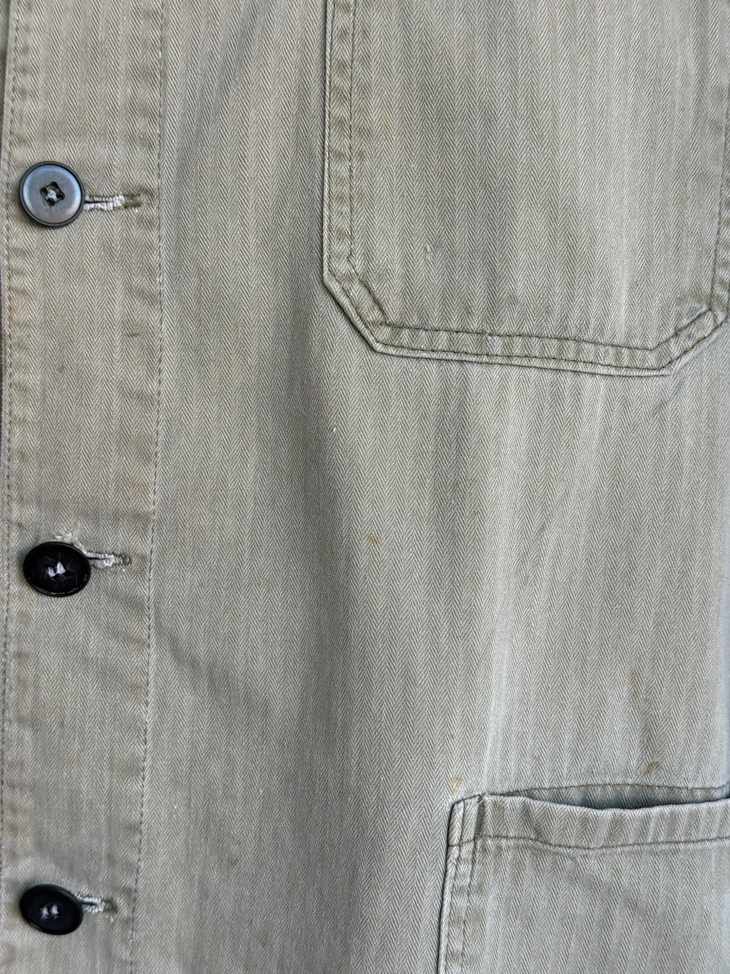 Faded Green French 1960s Vintage Workwear Chore Jacket CH453 - Medium