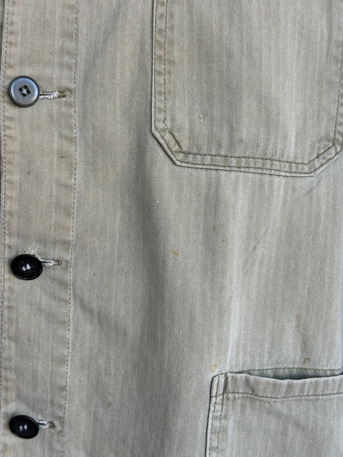 Faded Green French 1960s Vintage Workwear Chore Jacket CH453 - Medium
