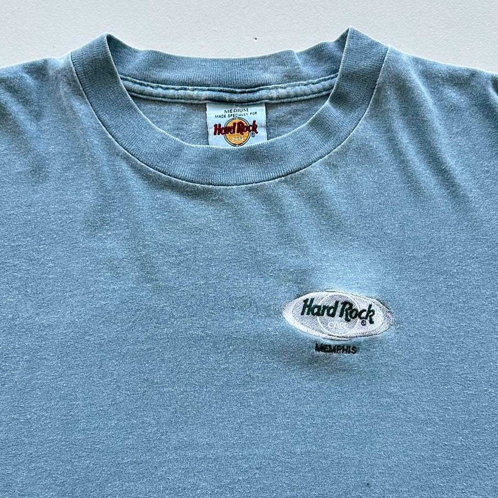 Pale Blue Over-dyed Hard Rock Memphis Vintage 90’s T-shirt - Large