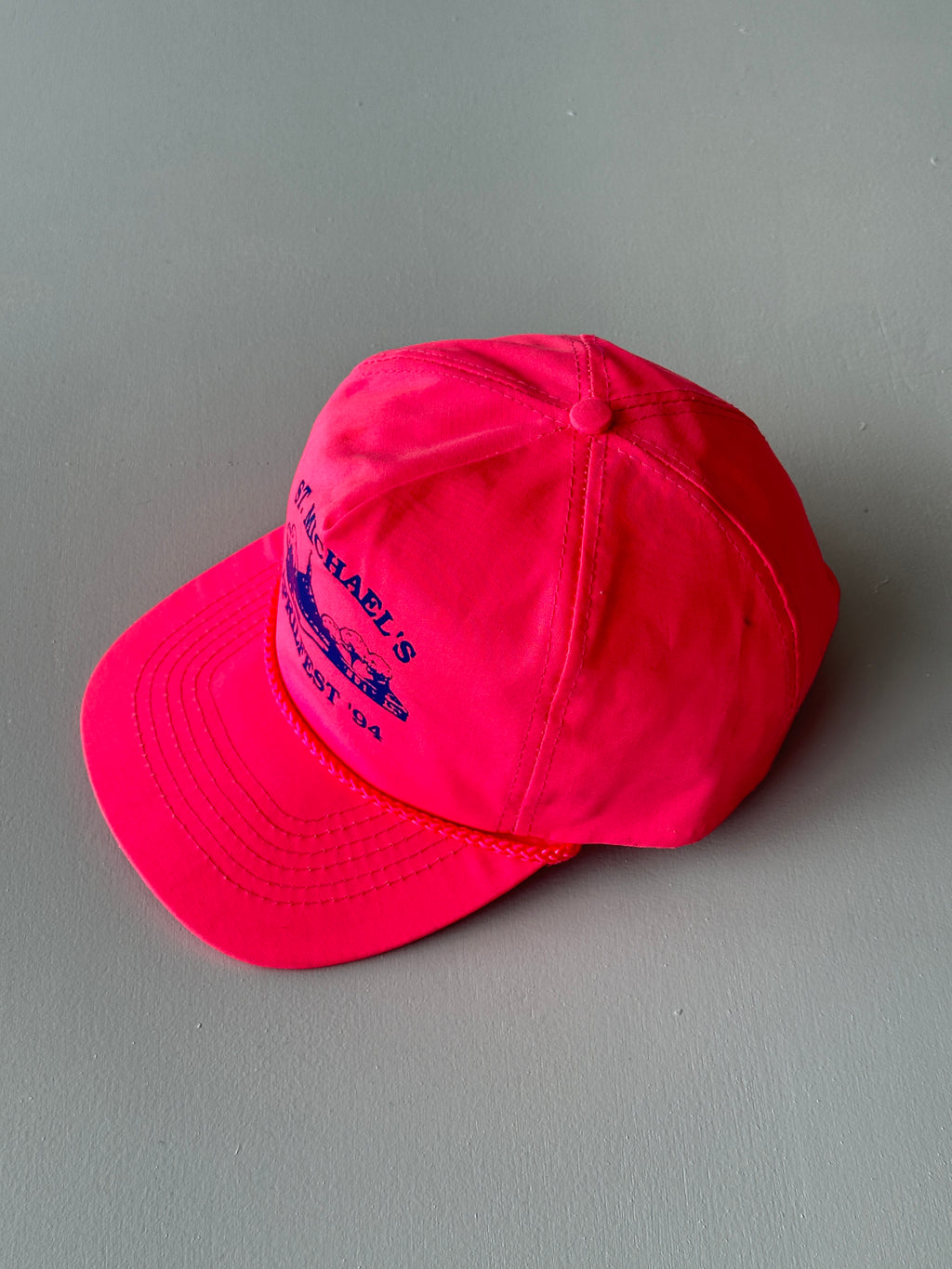 Neon Pink St. Michael's Aprilfest '94 Vintage SnapBack Trucker Cap