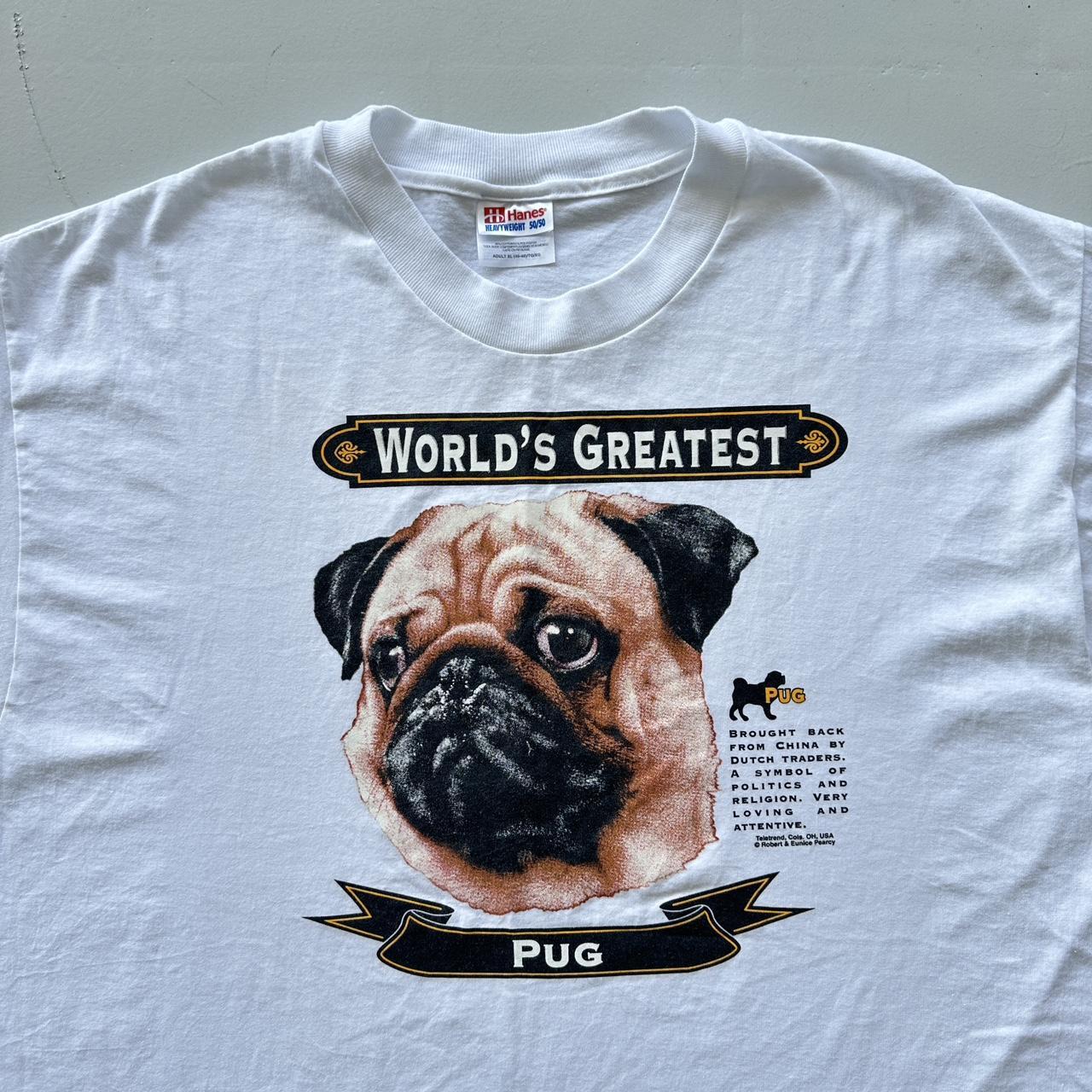 White Worlds Greatest Pug Vintage 90's T-shirt - XL