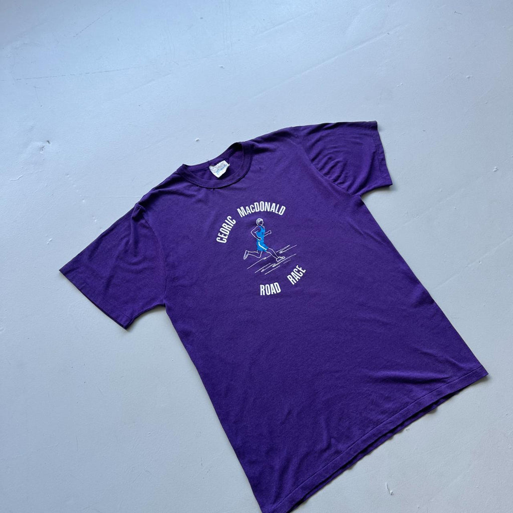 Purple Cedric Macdonald Running 90s Vintage T-shirt - Medium