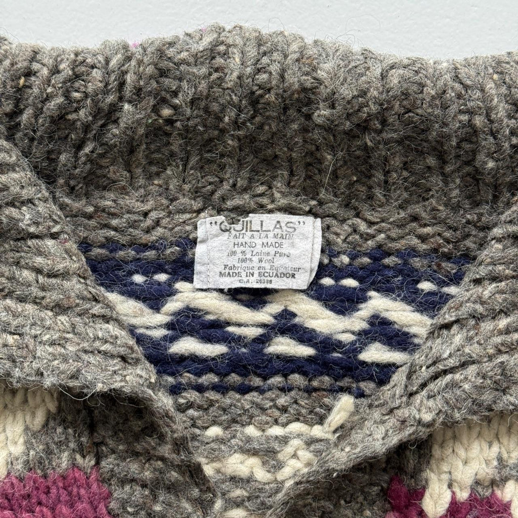 Brown Knitted 80s Vintage Hand-Knit Western Pullover Jumper - Medium