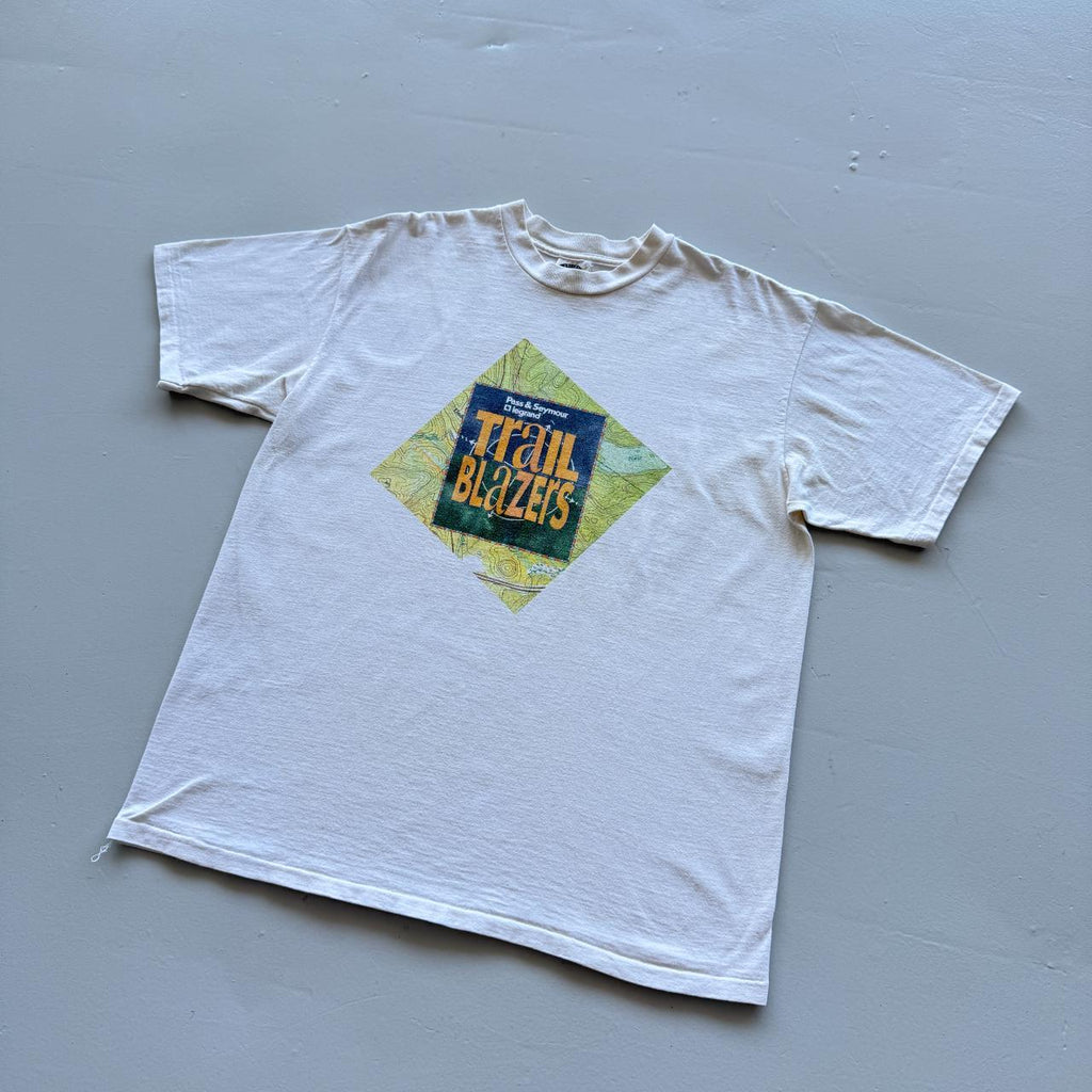 White / Cream Trail Blazers Vintage 90s T-shirt - XL