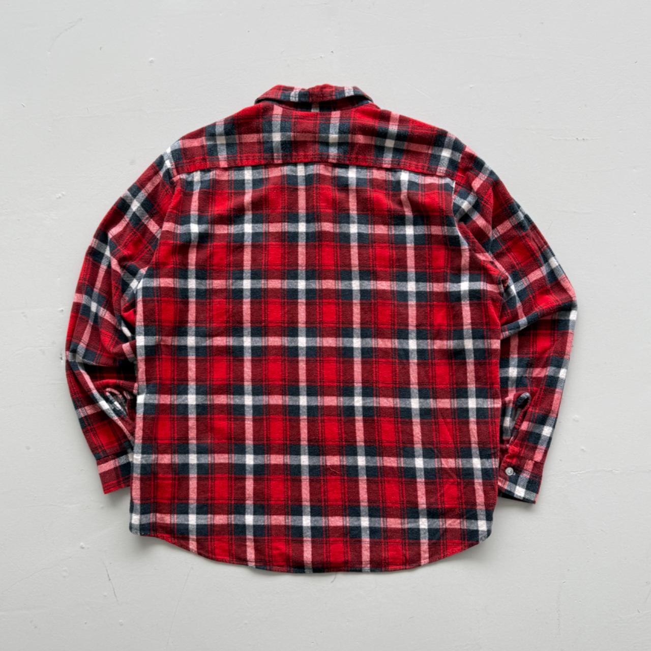 Red and Navy Checkered Kingsport 90s Vintage Long Sleeve Shirt - XL