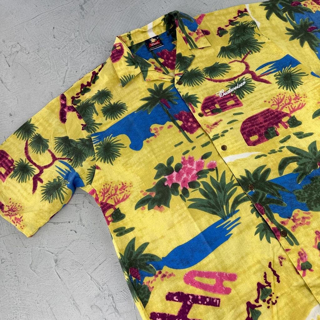 Vintage Budweiser Aloha Hawaii Short Sleeved Camp Collar 90s Shirt - Large