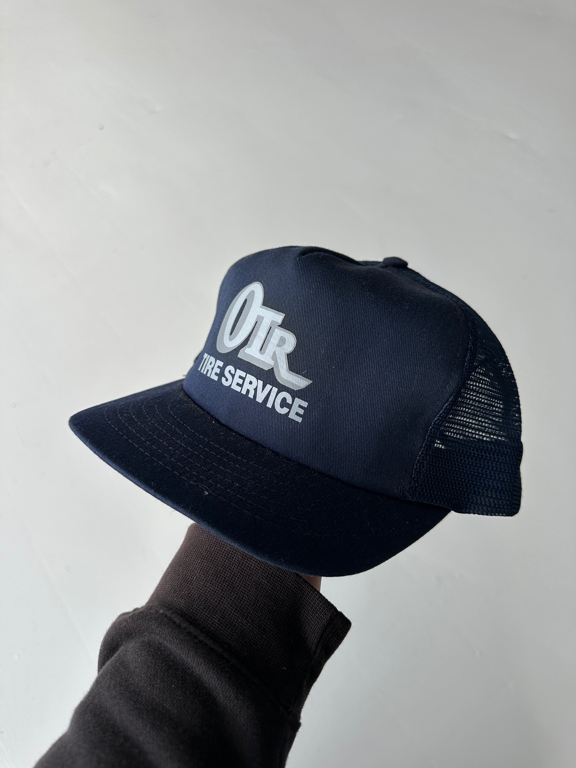 Navy OTR Tire Service Vintage Foam SnapBack Trucker Cap