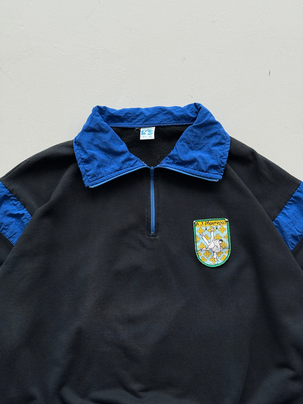 Black Judo Gym 80's Vintage Track Suit Quarter Zip Jacket -  Medium Oversized