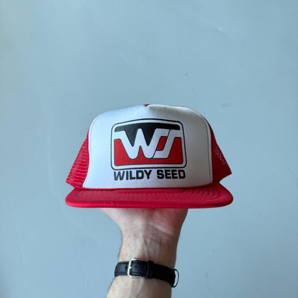 White / Red Wildy Seed Vintage Foam and Mesh SnapBack Trucker Cap
