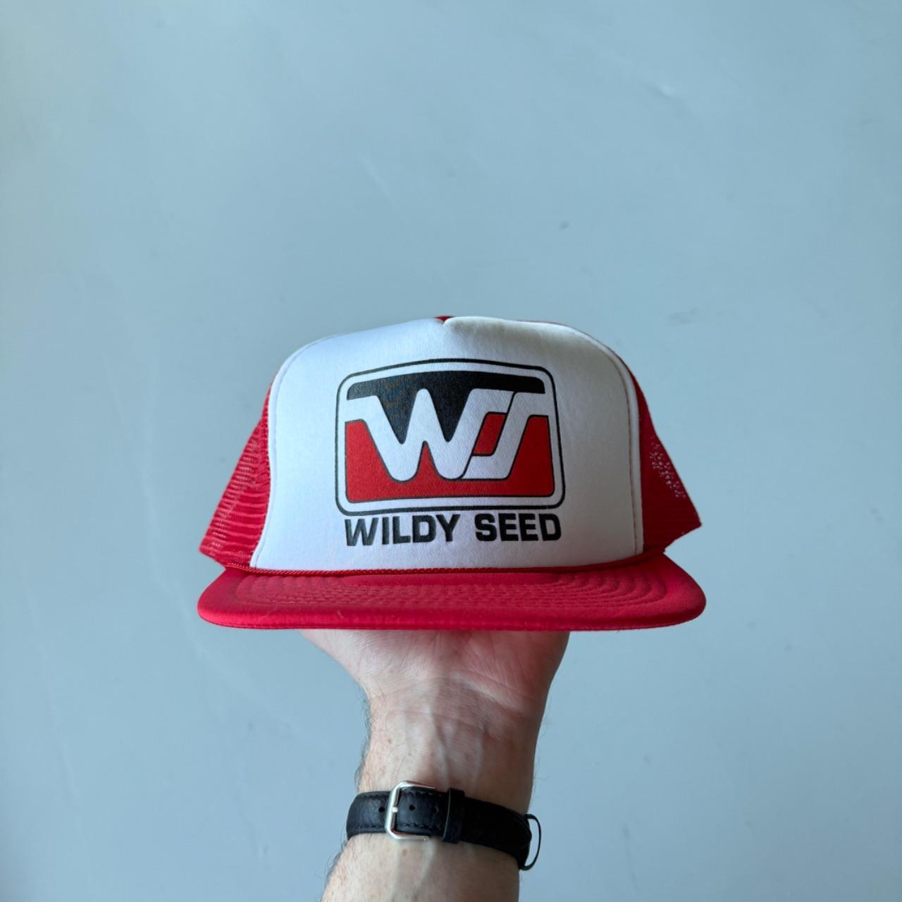 White / Red Wildy Seed Vintage Foam and Mesh SnapBack Trucker Cap