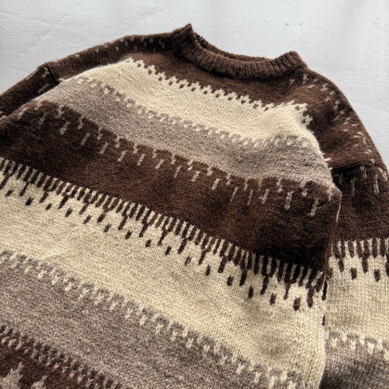 Brown 80s Hand Made Chunky Knit Jumper - XL