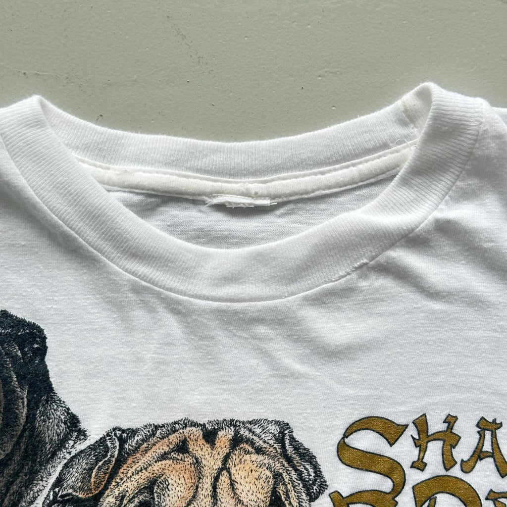 White Shar-pei Dogs Vintage 90's T-shirt - Large