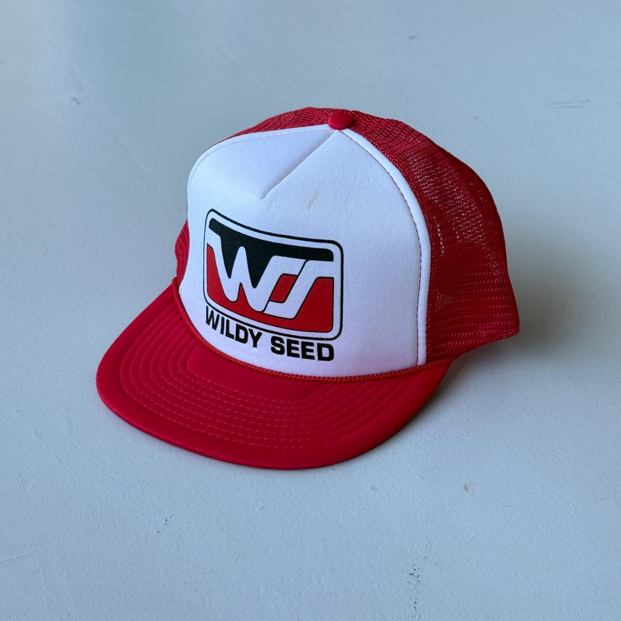 White / Red Wildy Seed Vintage Foam and Mesh SnapBack Trucker Cap