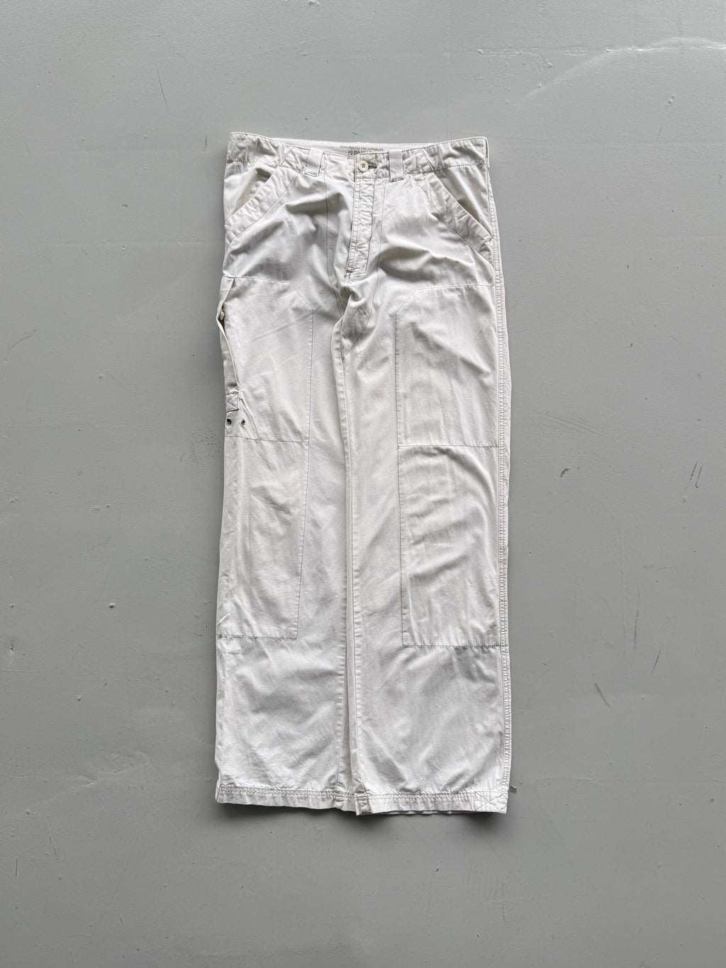 White 00's Vintage Y2K Wide Leg Cargo Trousers - W34 x L34