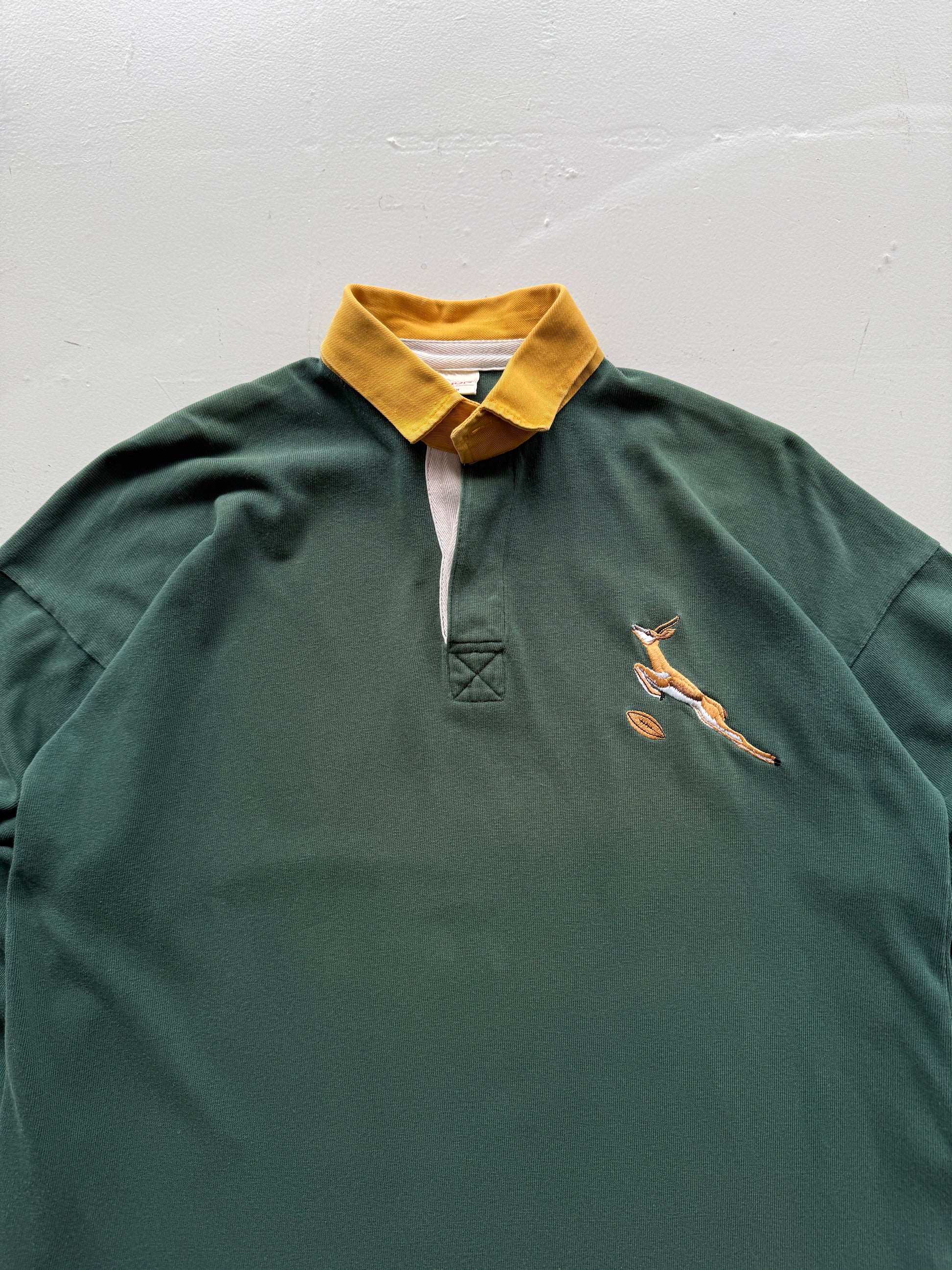Green Spring Bocks 90's Vintage Long Sleeve Rugby Jersey Polo - Large