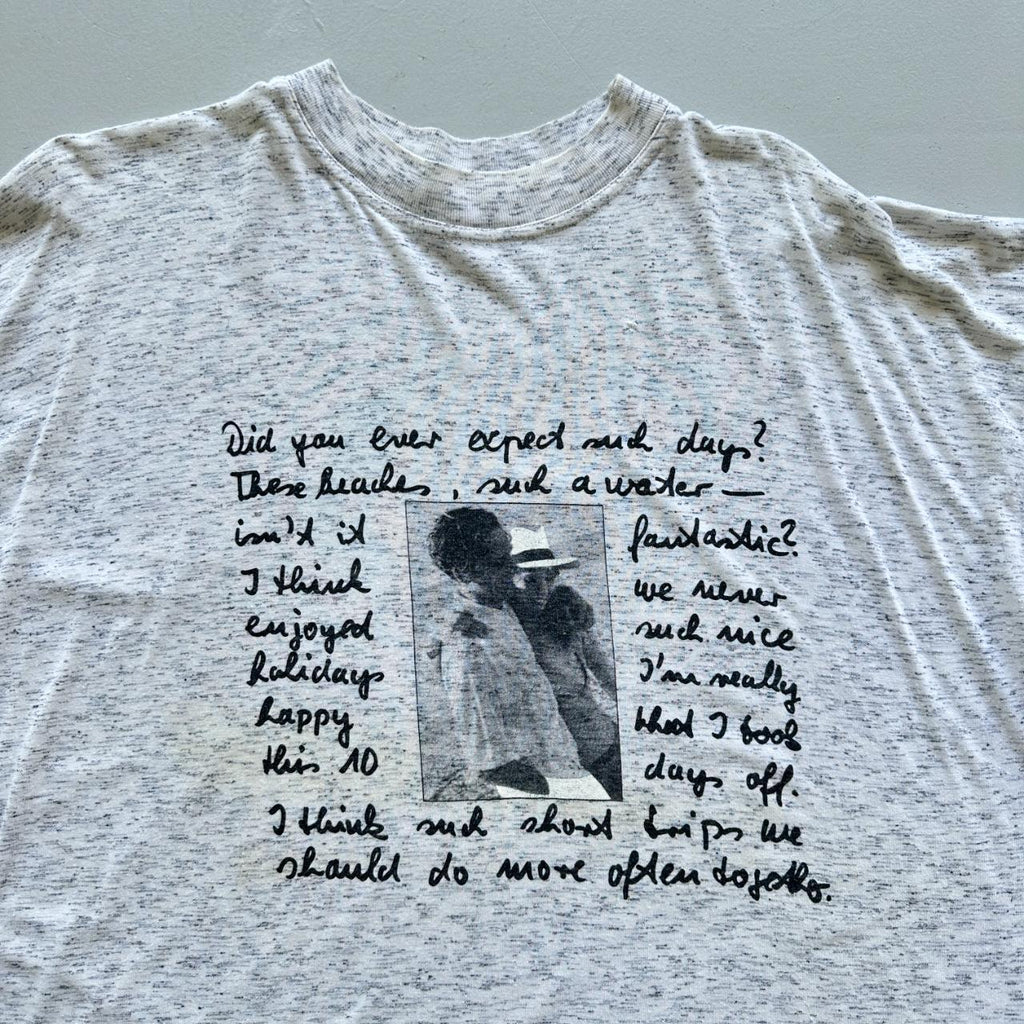 Grey Marl Romantic Poem Vintage 90's T-shirt - XL