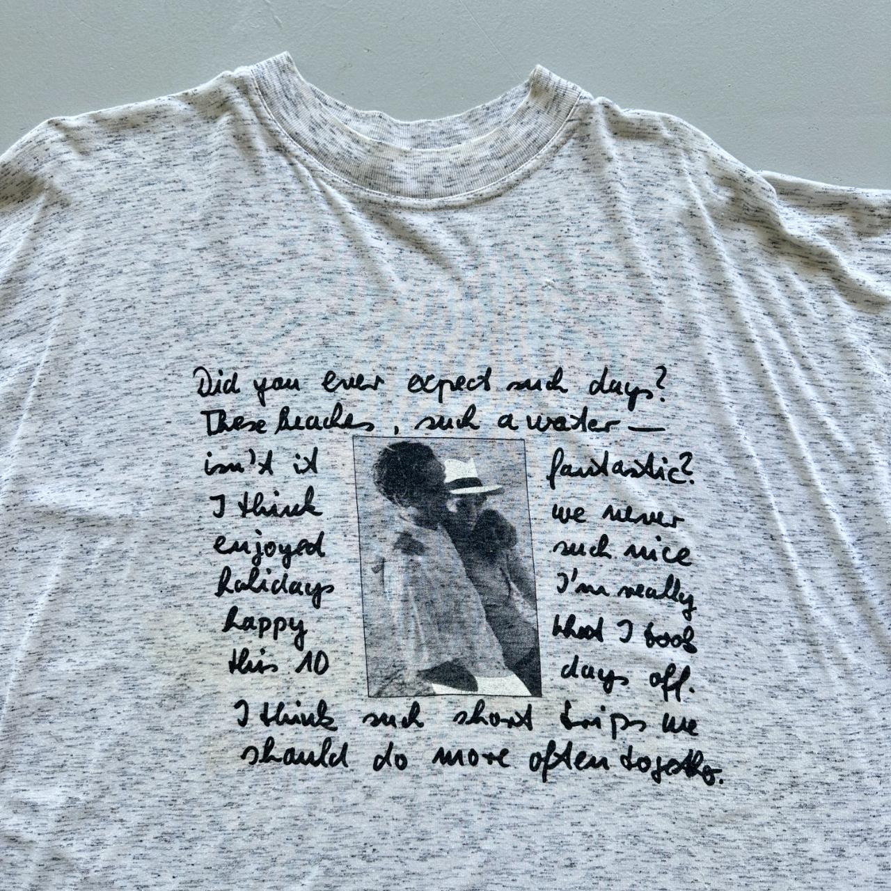 Grey Marl Romantic Poem Vintage 90's T-shirt - XL