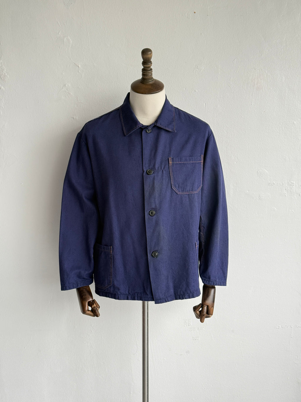 Blue French 1960s Vintage Workwear Chore Jacket CH551 - Small