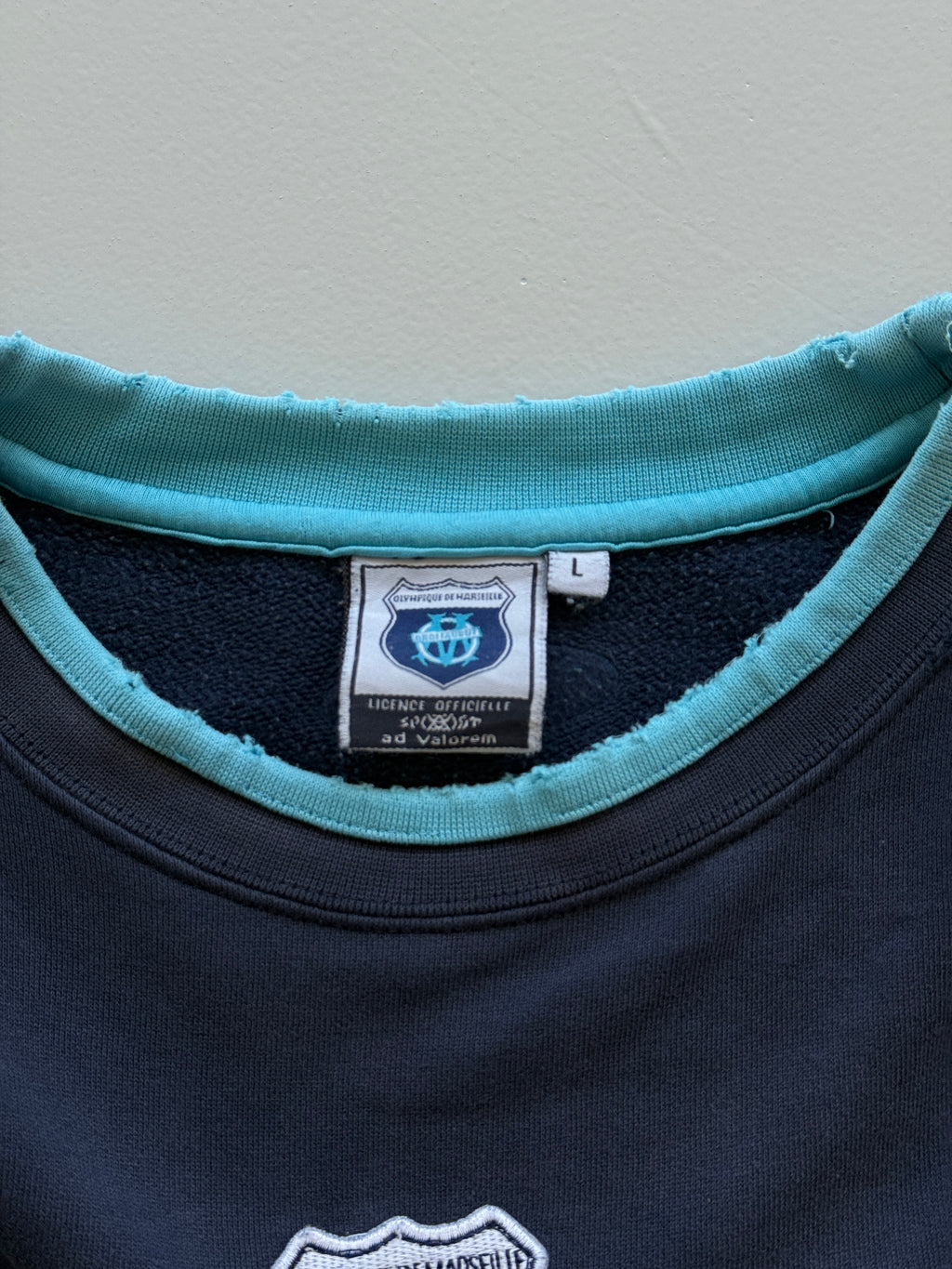 Navy Blue Olympique de Marseille 90's Vintage Football Sweatshirt - Medium