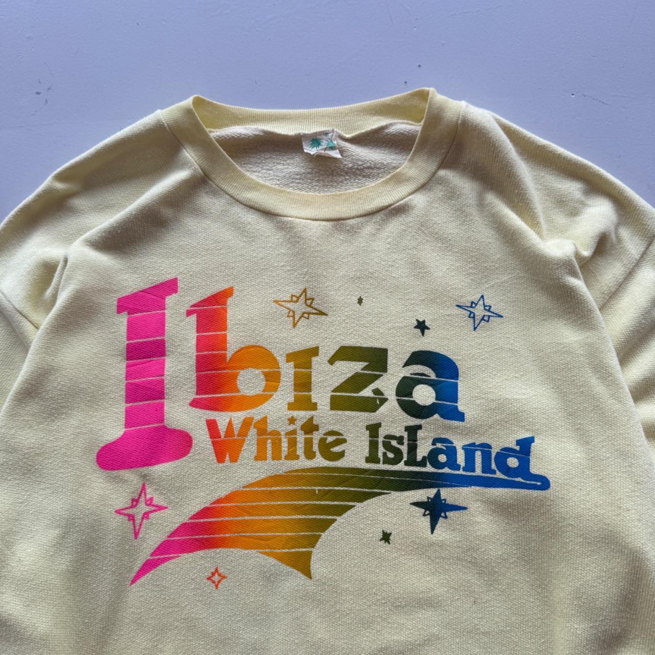 Faded Yellow Ibiza 'White Island' 90’s Vintage Graphic Sweatshirt - Small